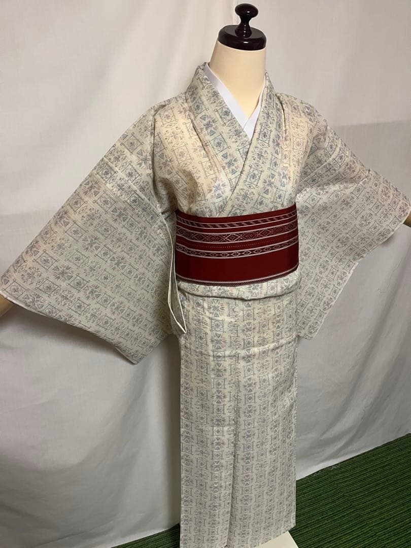 【国宝品】●沖縄県伝統工芸品●【八重山上布】●苧麻●かすり●盛夏●着物