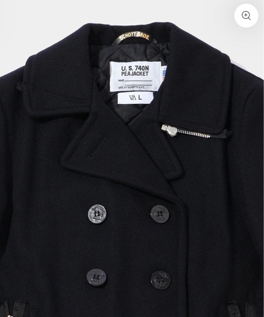 【新品】V.A. ×SCHOTT ピーコート黒 M fragment 藤原ヒロシ