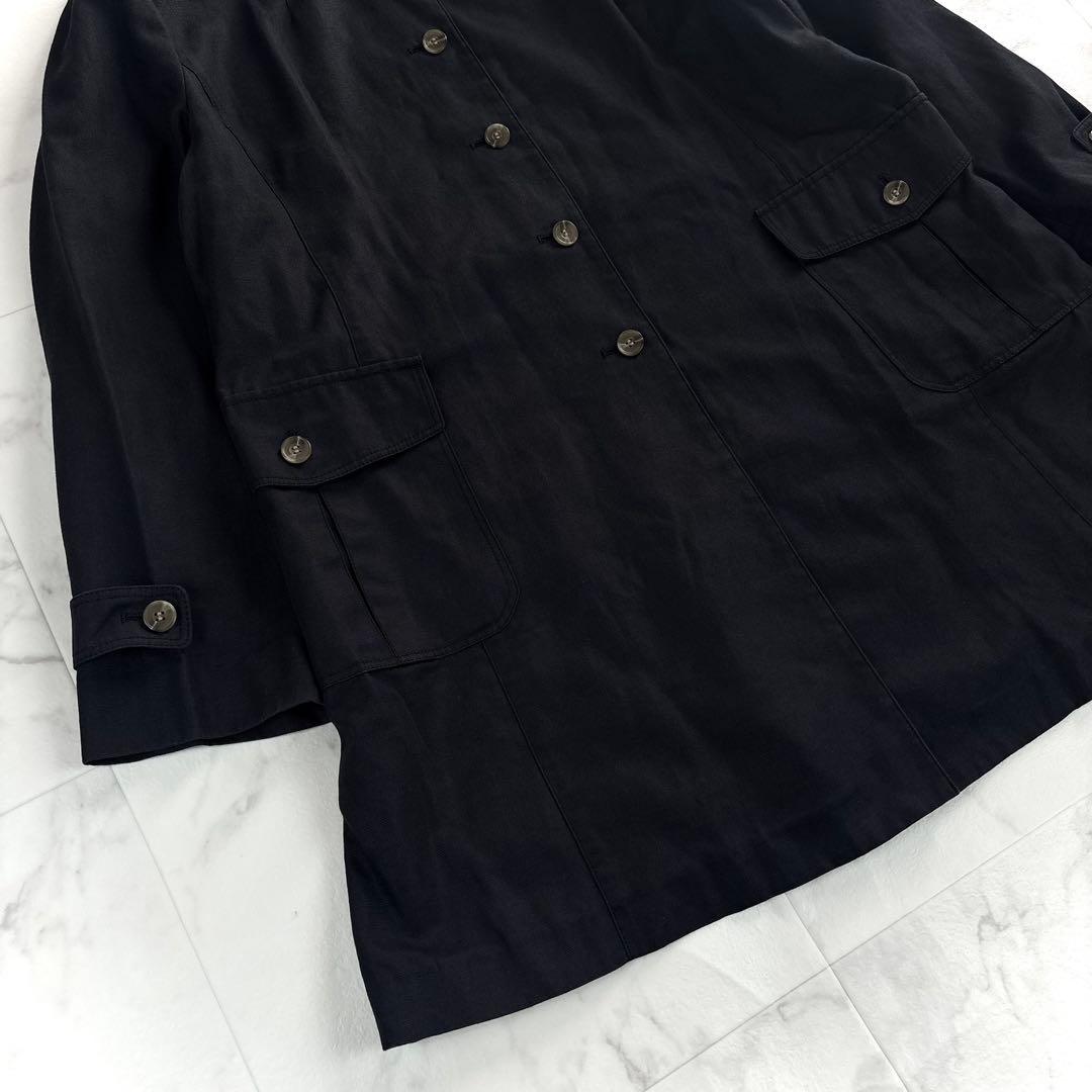 大きいサイズ♡ニューヨーカー　ステンカラー　コート　ブラック　綿麻　春秋