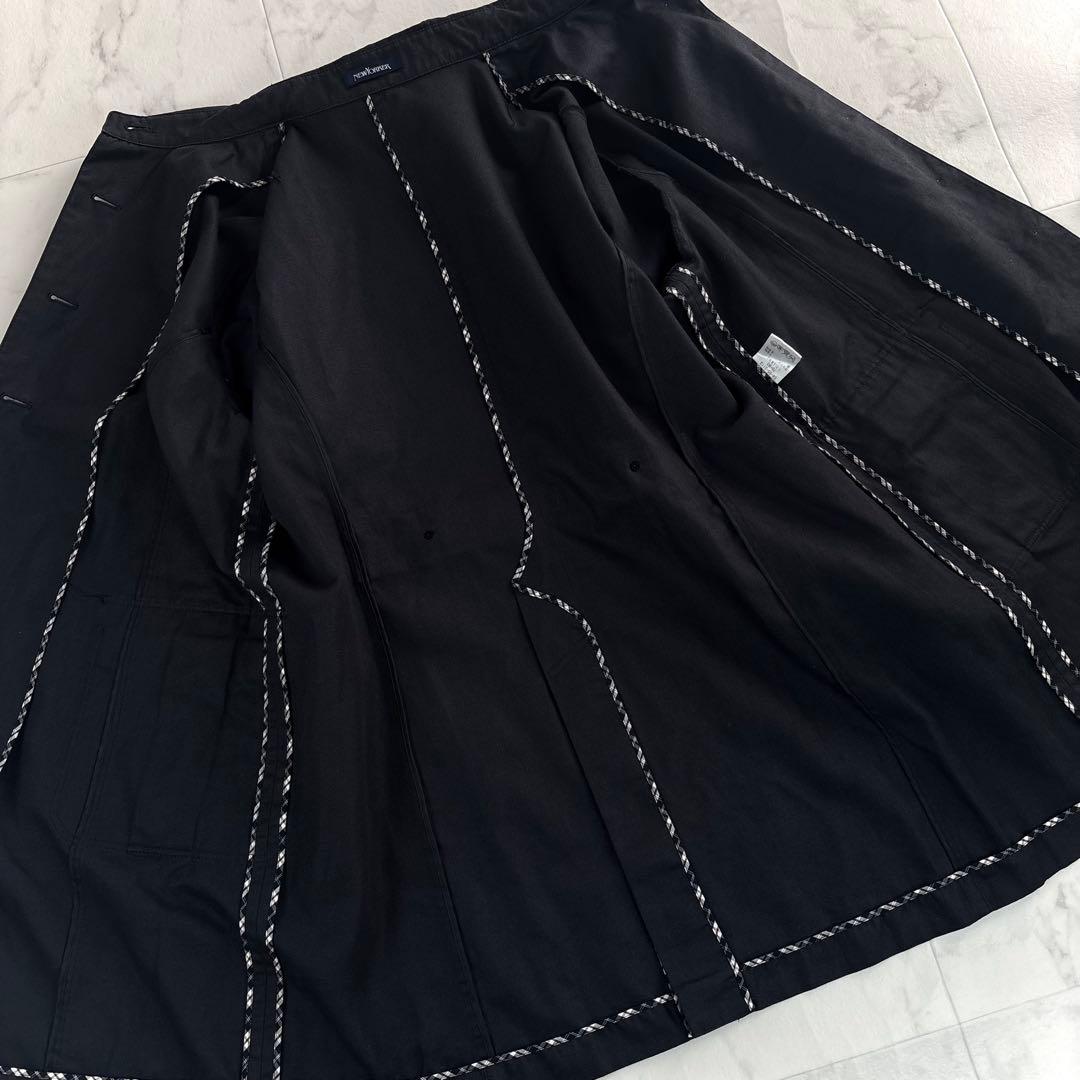 大きいサイズ♡ニューヨーカー　ステンカラー　コート　ブラック　綿麻　春秋