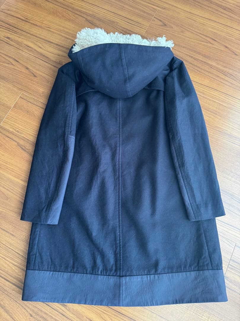 ドゥロワー ムートンフードコート　リアルファー　濃紺　38