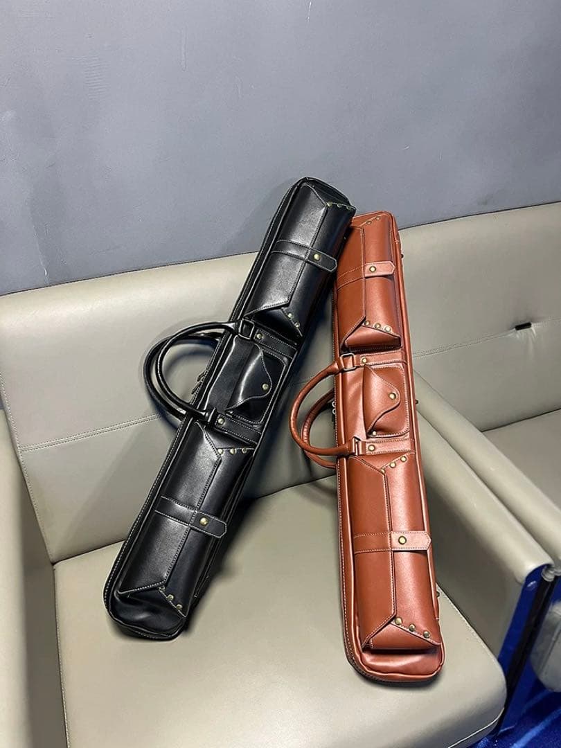 ビリヤードキューケース　ブラック革　2B4S