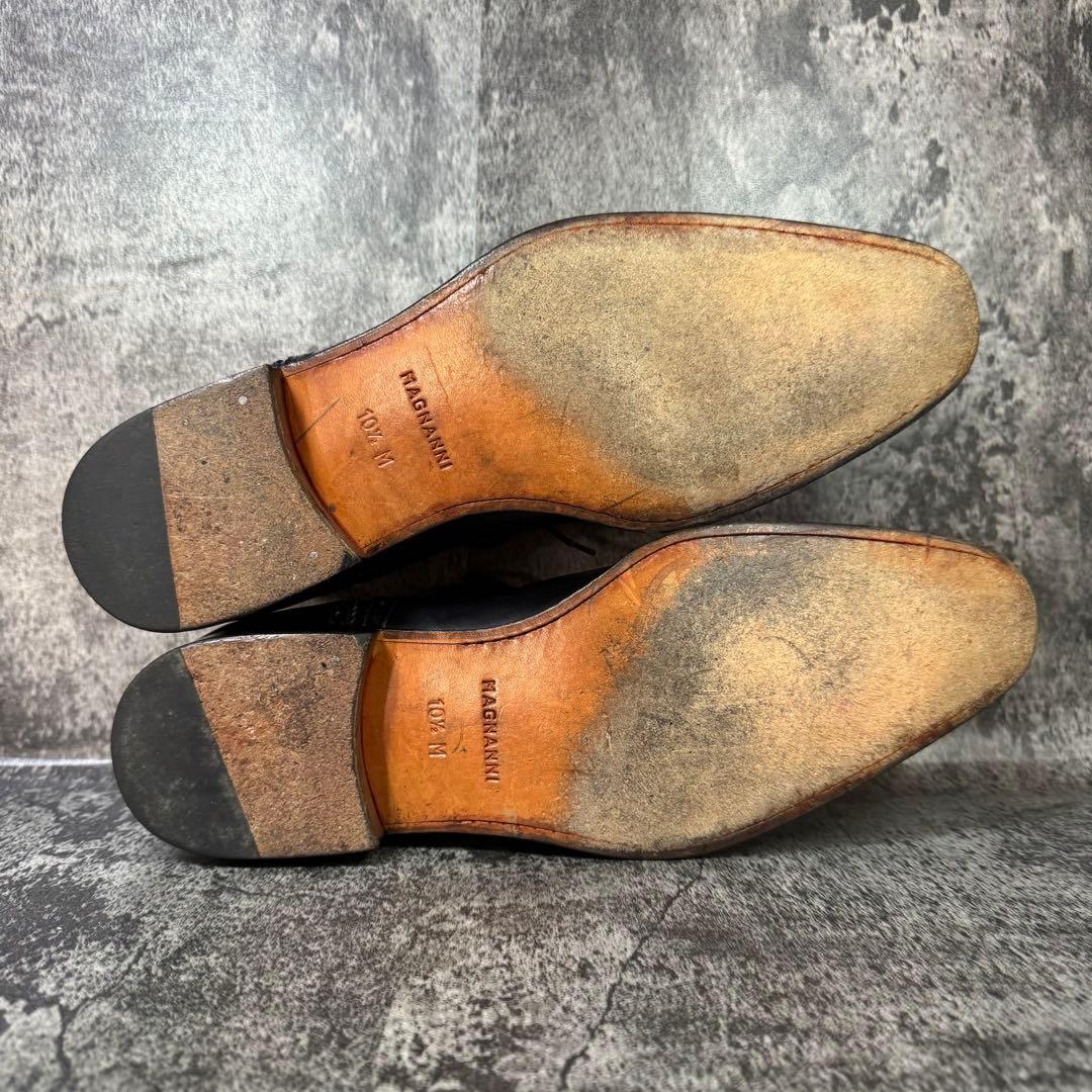 【美品】マグナーニ メダリオン ストレートチップ 10.5 ブラック レザー