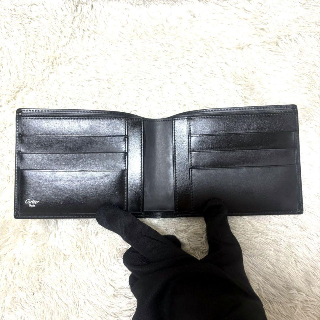 美品 Cartier カルティエ パシャ レザー コンパクト財布 ブラック 黒