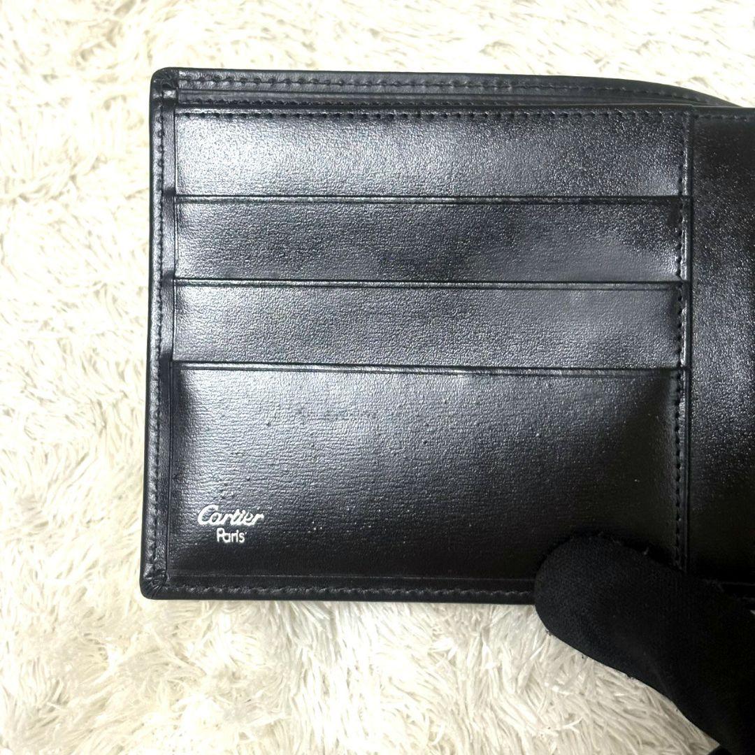 美品 Cartier カルティエ パシャ レザー コンパクト財布 ブラック 黒
