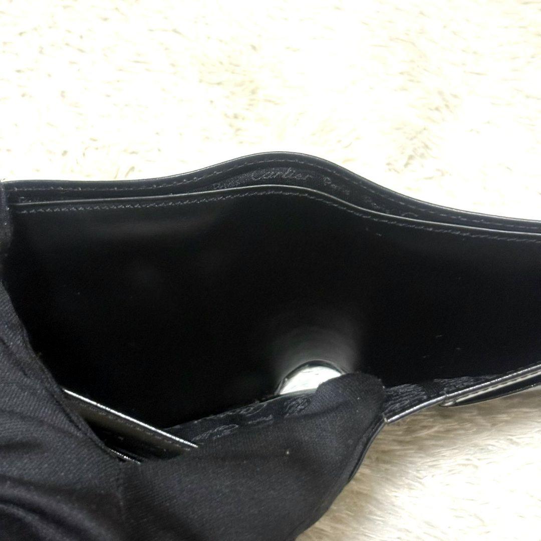 美品 Cartier カルティエ パシャ レザー コンパクト財布 ブラック 黒