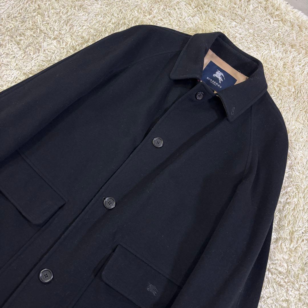 バーバリーロンドン　ノバチェック　ホースロゴ刺繍　ウール　ミドルコート