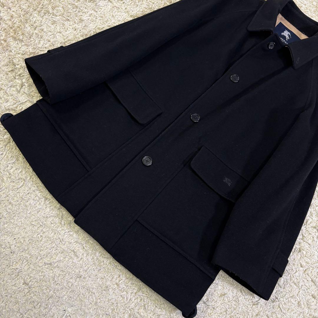 バーバリーロンドン　ノバチェック　ホースロゴ刺繍　ウール　ミドルコート