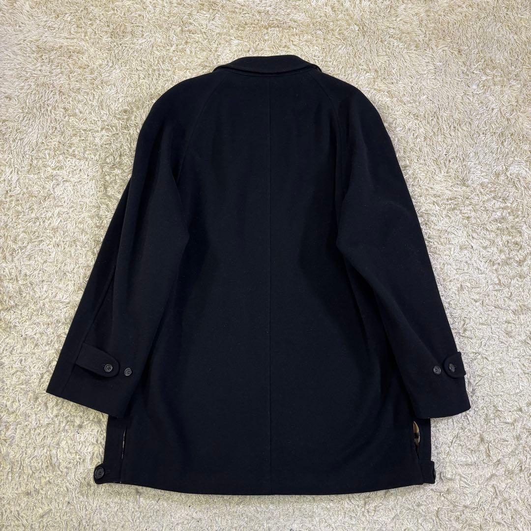 バーバリーロンドン　ノバチェック　ホースロゴ刺繍　ウール　ミドルコート