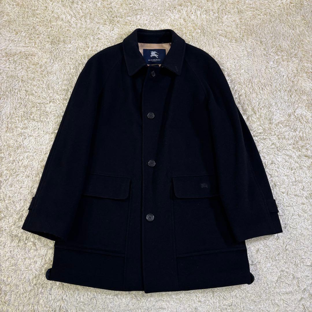 バーバリーロンドン　ノバチェック　ホースロゴ刺繍　ウール　ミドルコート