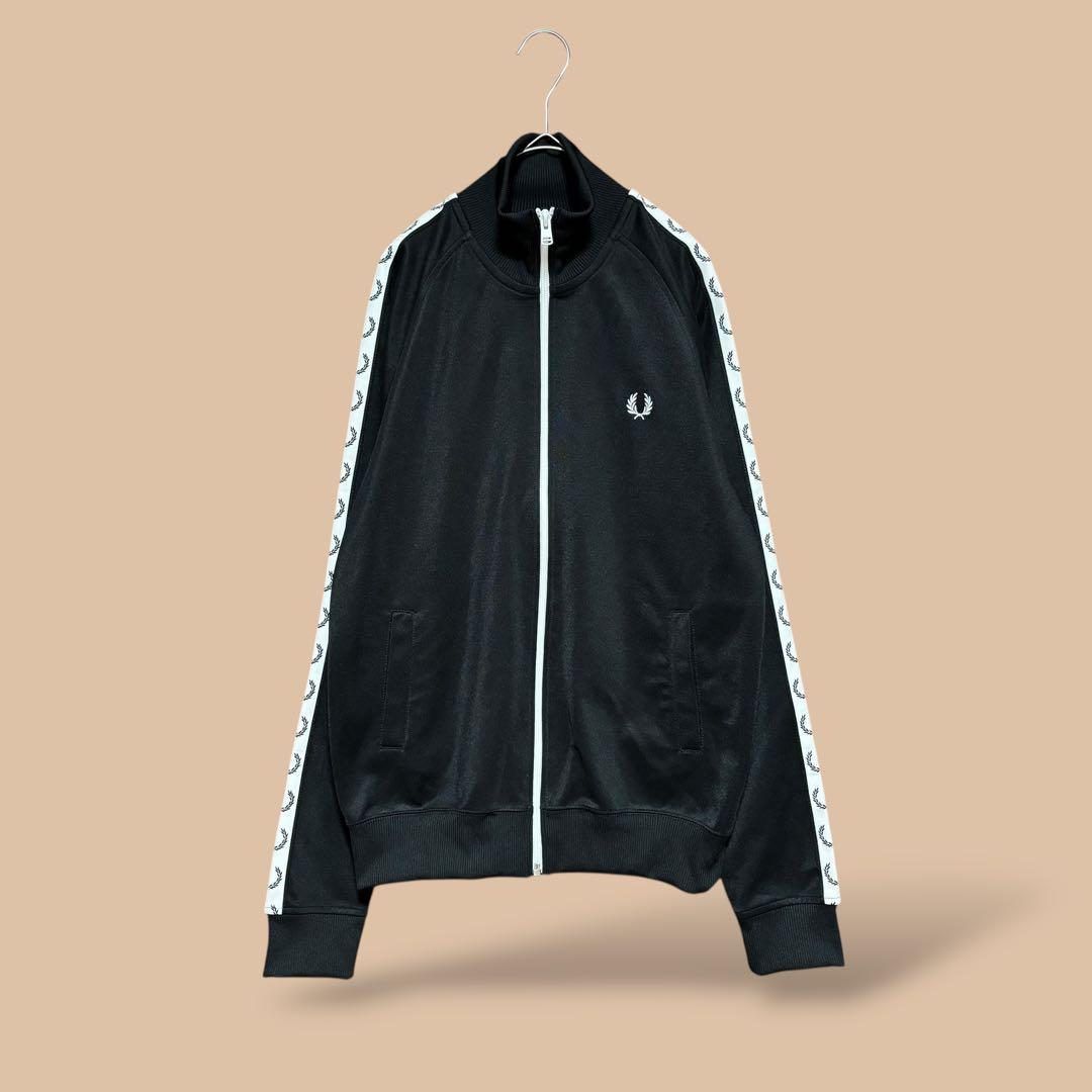 フレッドペリートラックジャケットジャージブラック黒刺繍ロゴジップアップS