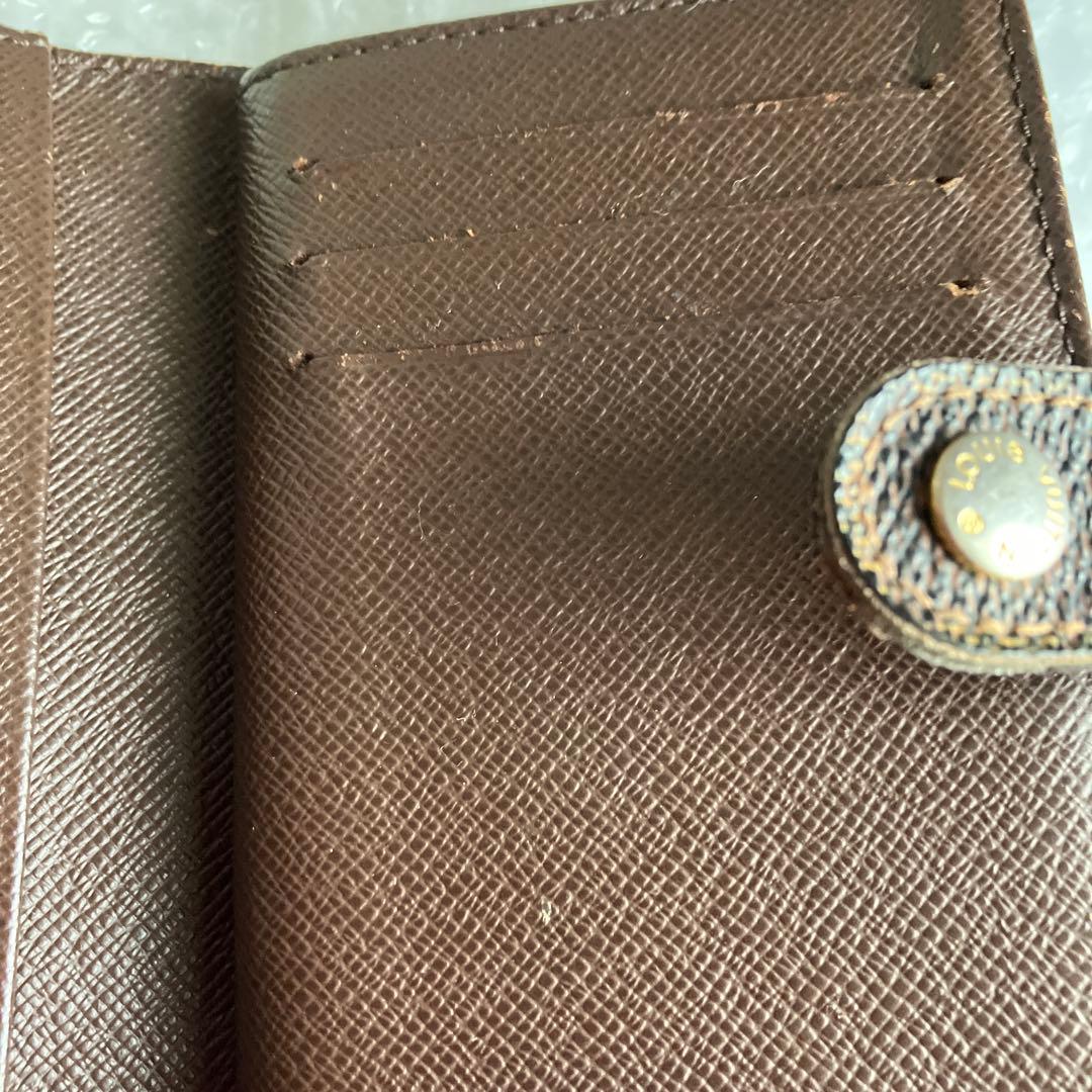 ダミエパターン 二つ折り財布 ブラウン