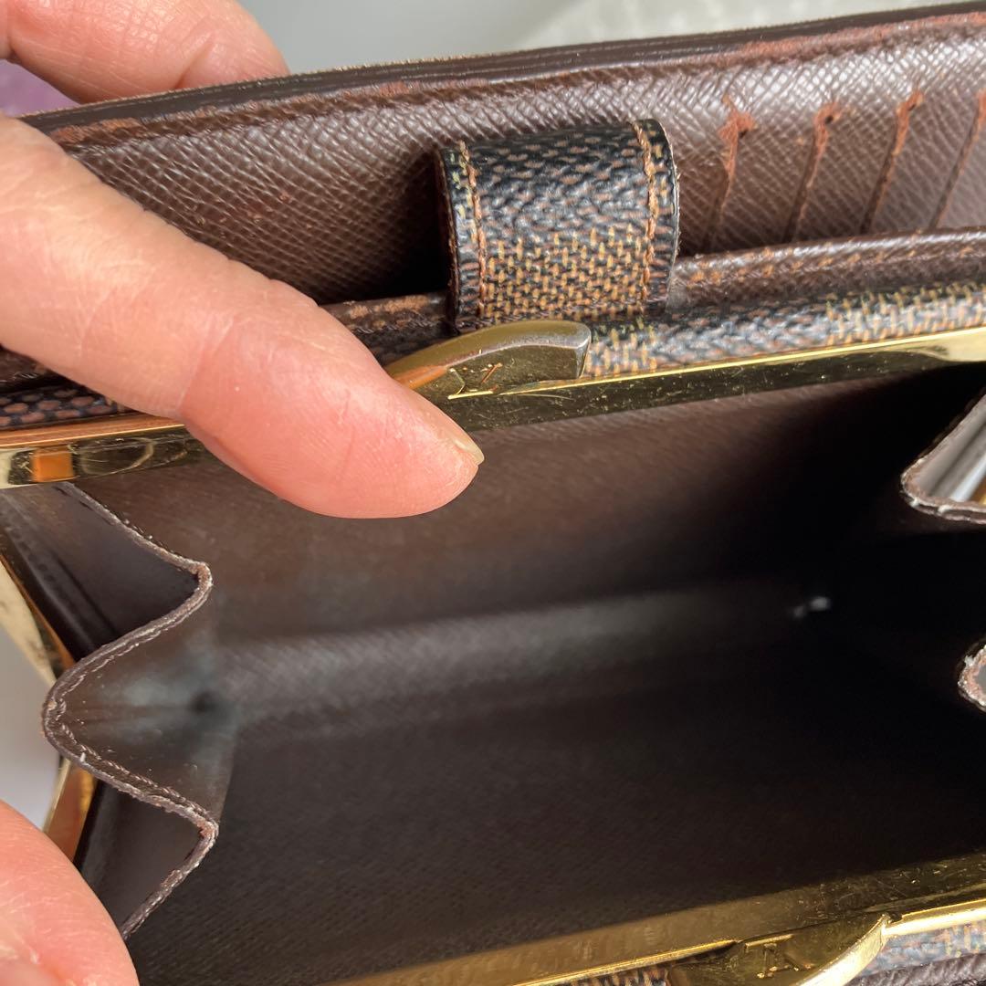 ダミエパターン 二つ折り財布 ブラウン