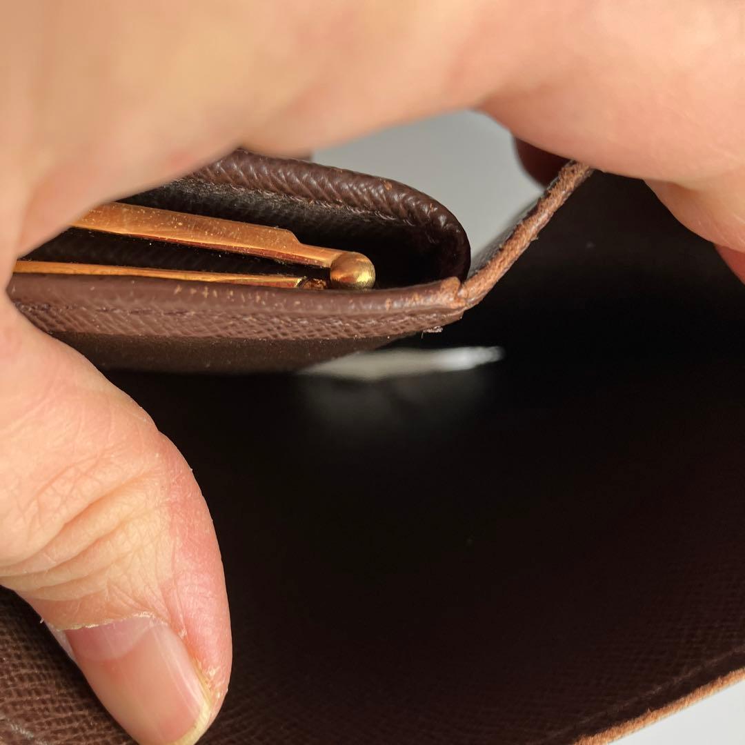 ダミエパターン 二つ折り財布 ブラウン