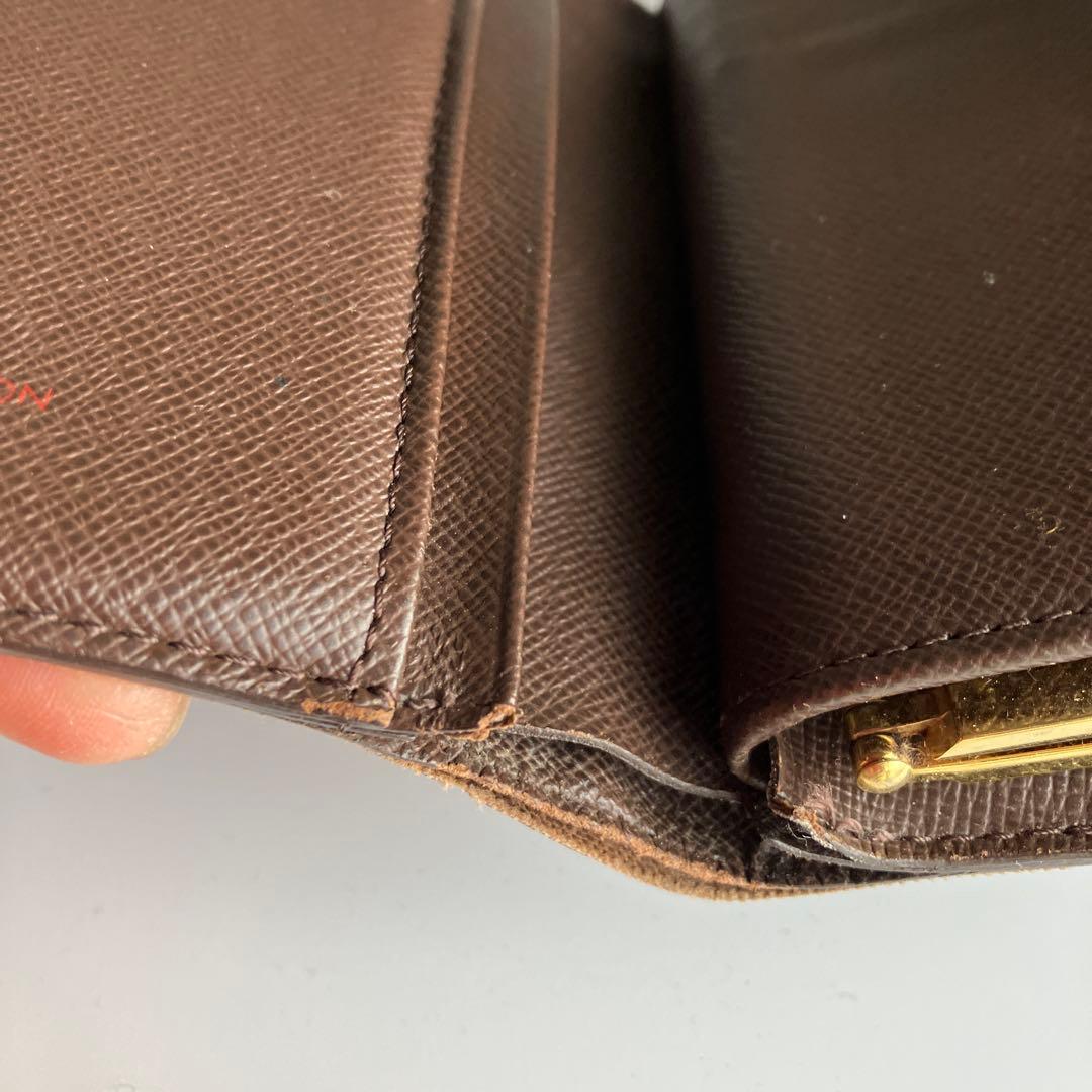 ダミエパターン 二つ折り財布 ブラウン