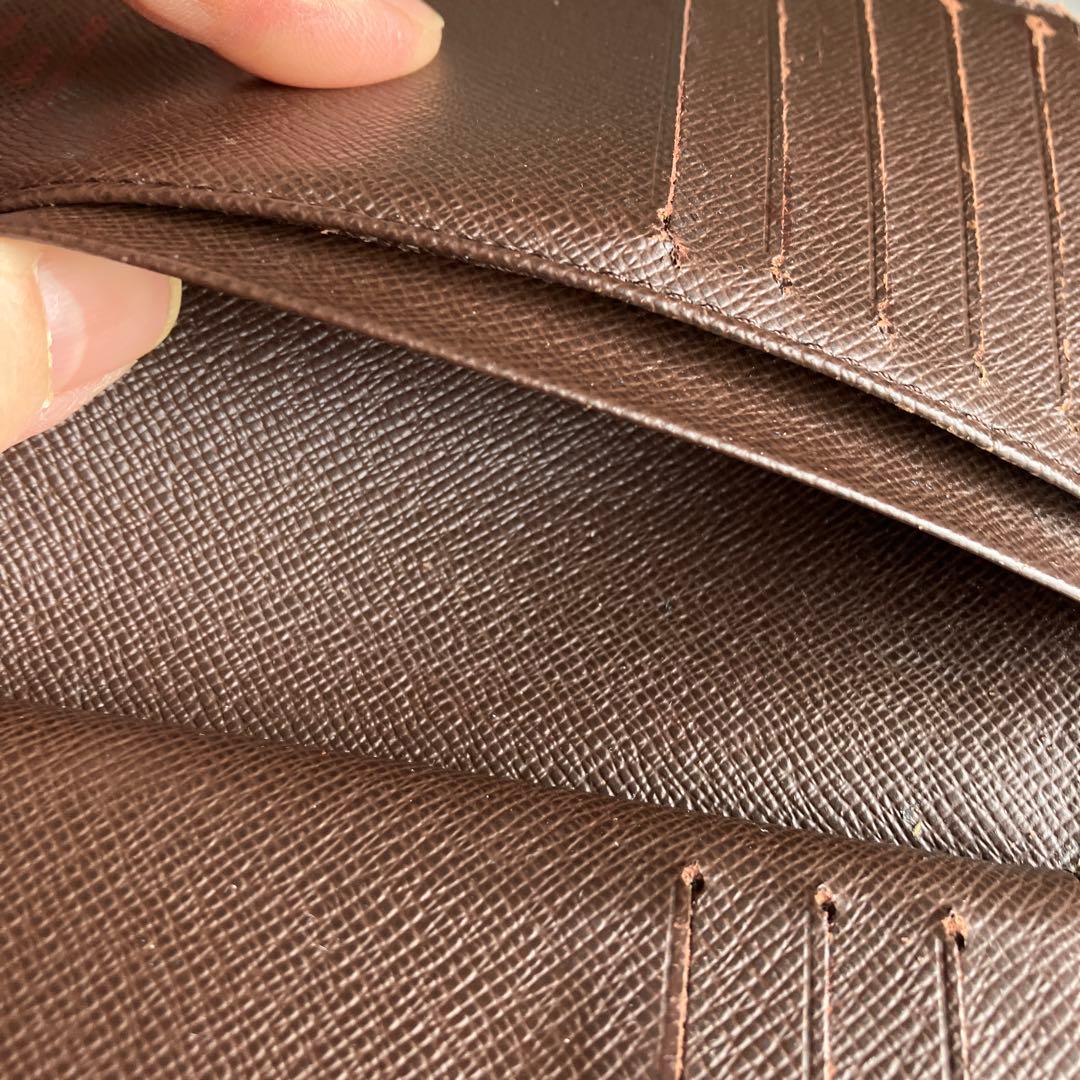 ダミエパターン 二つ折り財布 ブラウン