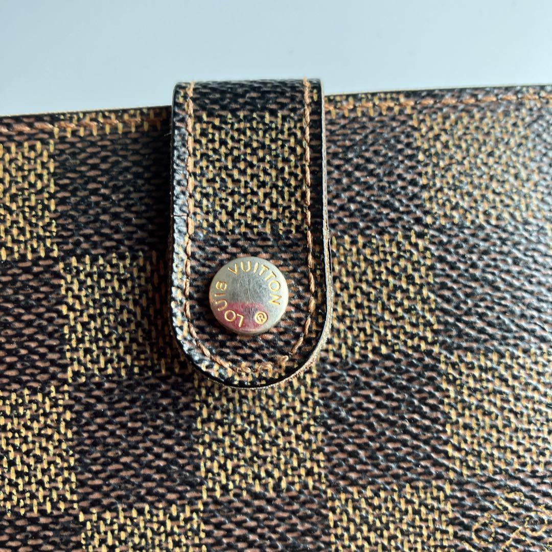 ダミエパターン 二つ折り財布 ブラウン