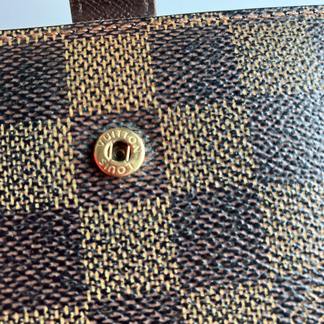 ダミエパターン 二つ折り財布 ブラウン