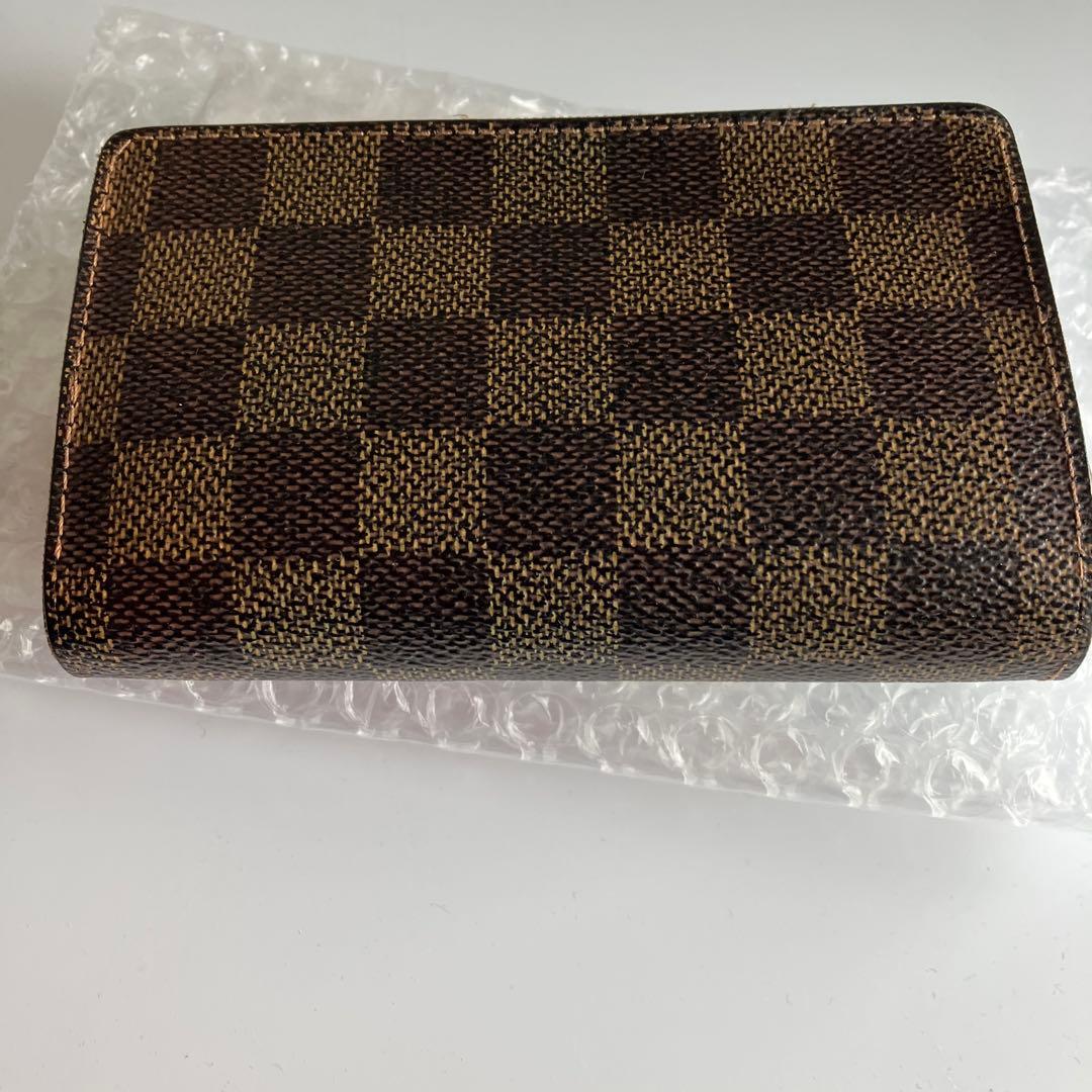 ダミエパターン 二つ折り財布 ブラウン