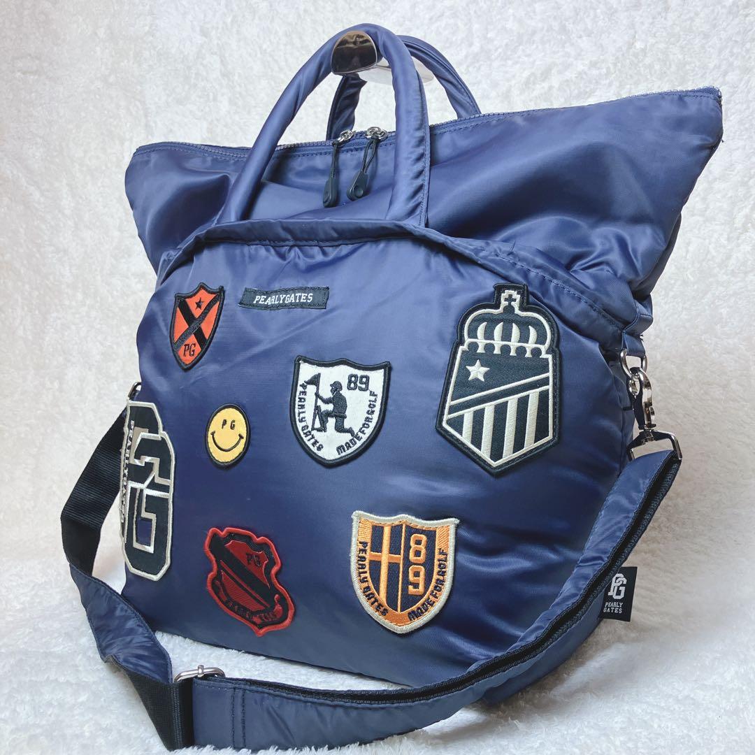 【極美品】パーリーゲイツ 2way ロッカーバッグ ワッペン ゴルフ ネイビー