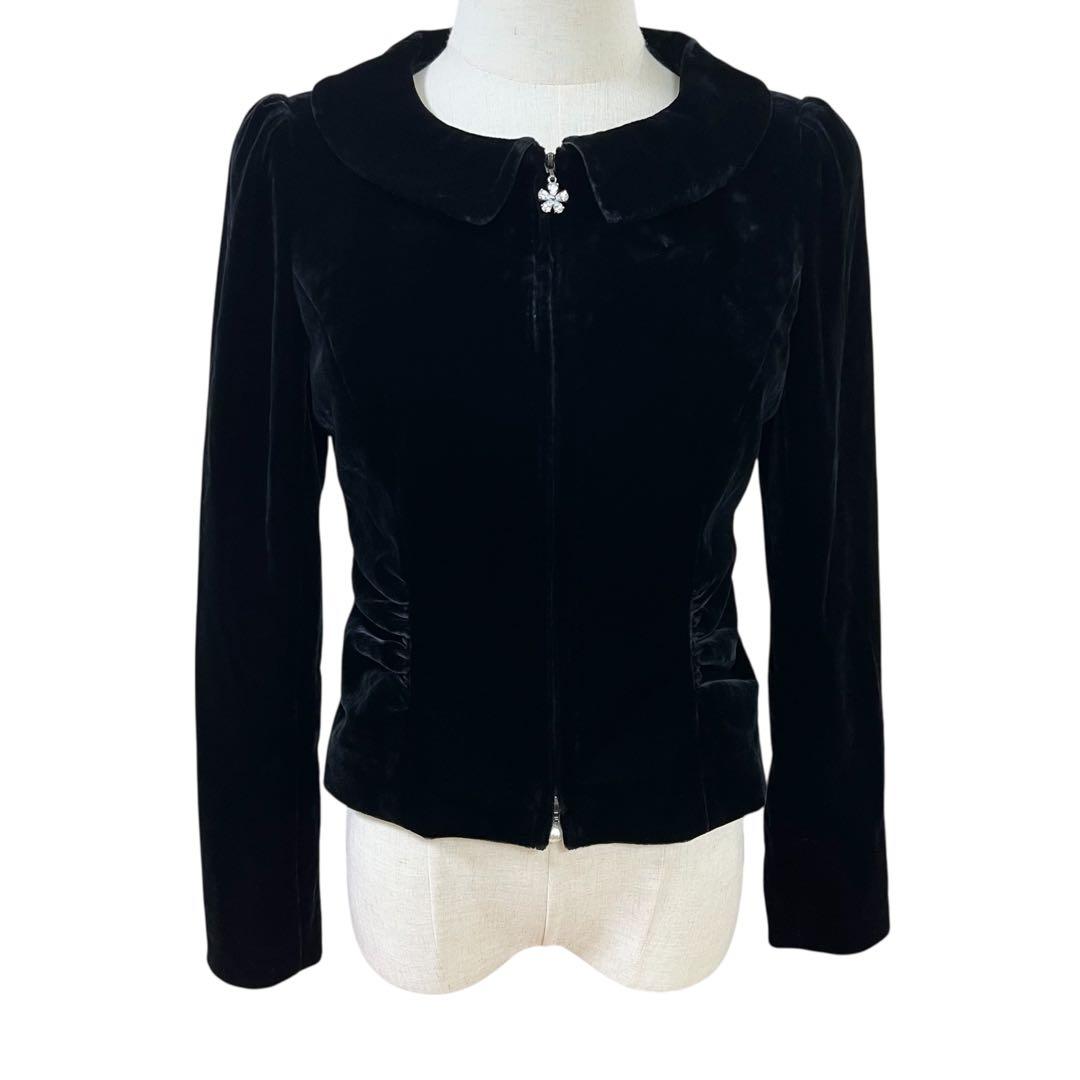 美品♡Rene ルネ　ベルベット　ベロア　ダブルジップジャケット　ベロア　黒　S