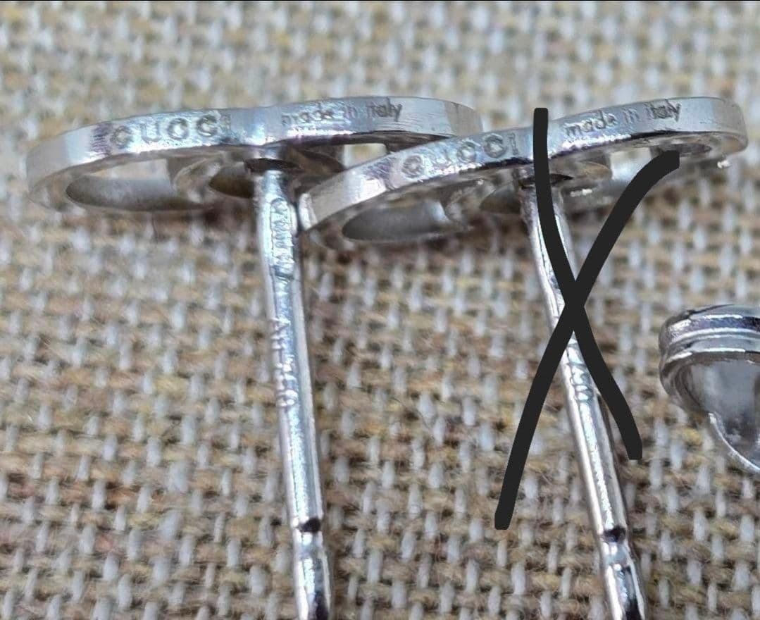 【現行美品】GUCCI AU750 ダブルG スタッズ ピアス 片耳