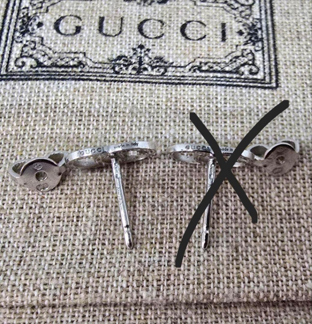 【現行美品】GUCCI AU750 ダブルG スタッズ ピアス 片耳