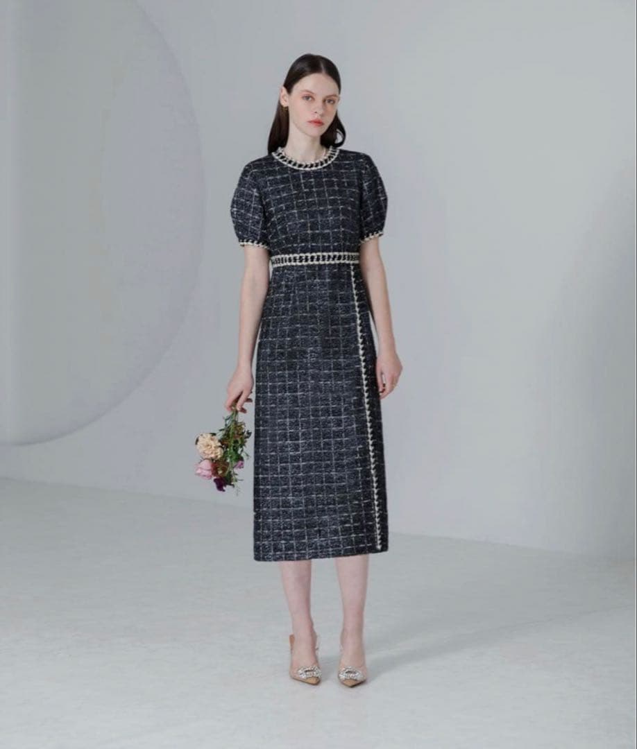 【LEJA】ツイード柄ドレス