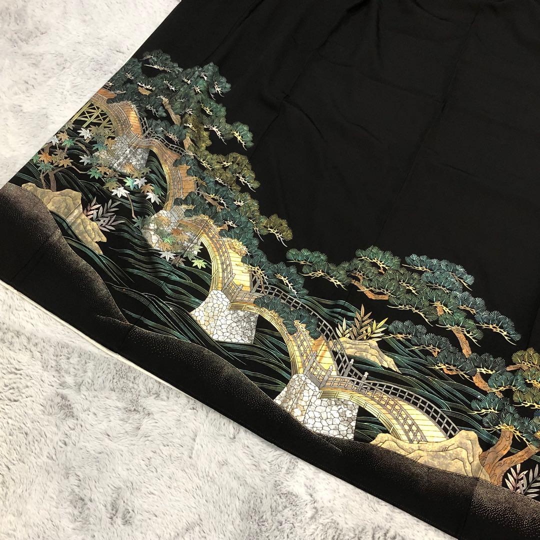 黒留袖 正絹 作家物 錦帯橋 岩国 やまとお誂え ラメ加工