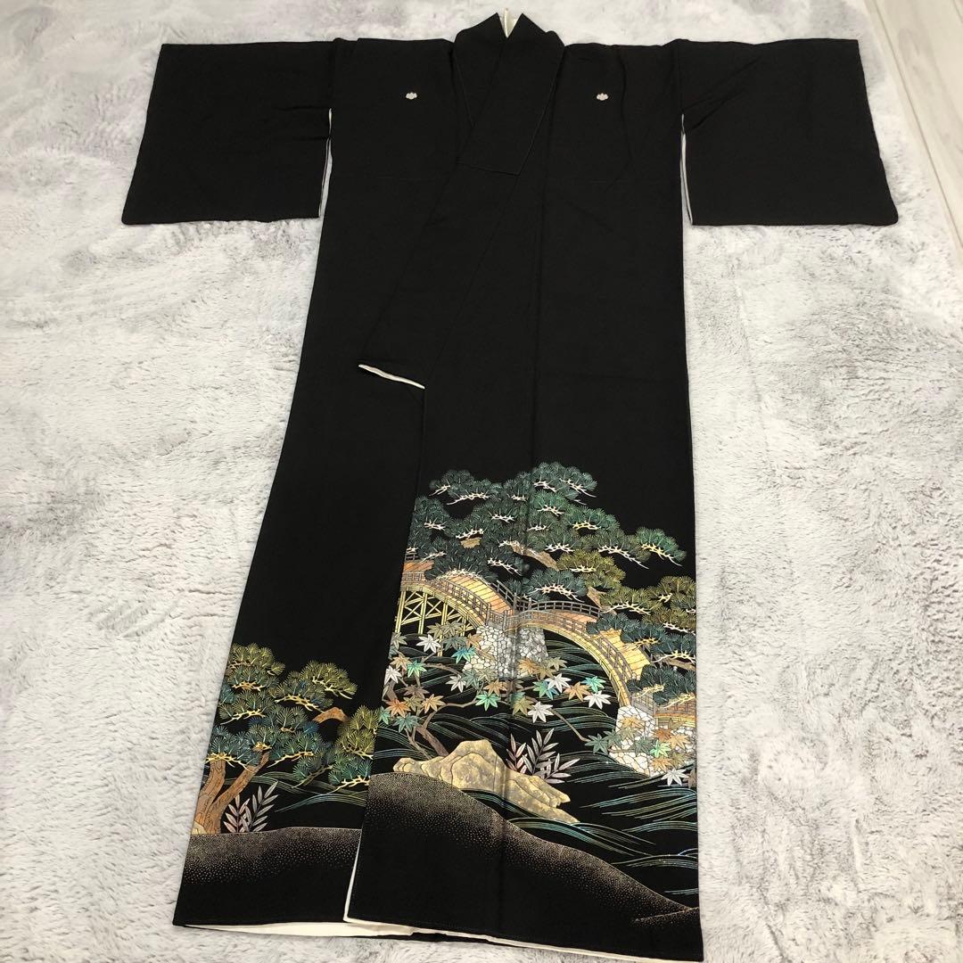 黒留袖 正絹 作家物 錦帯橋 岩国 やまとお誂え ラメ加工