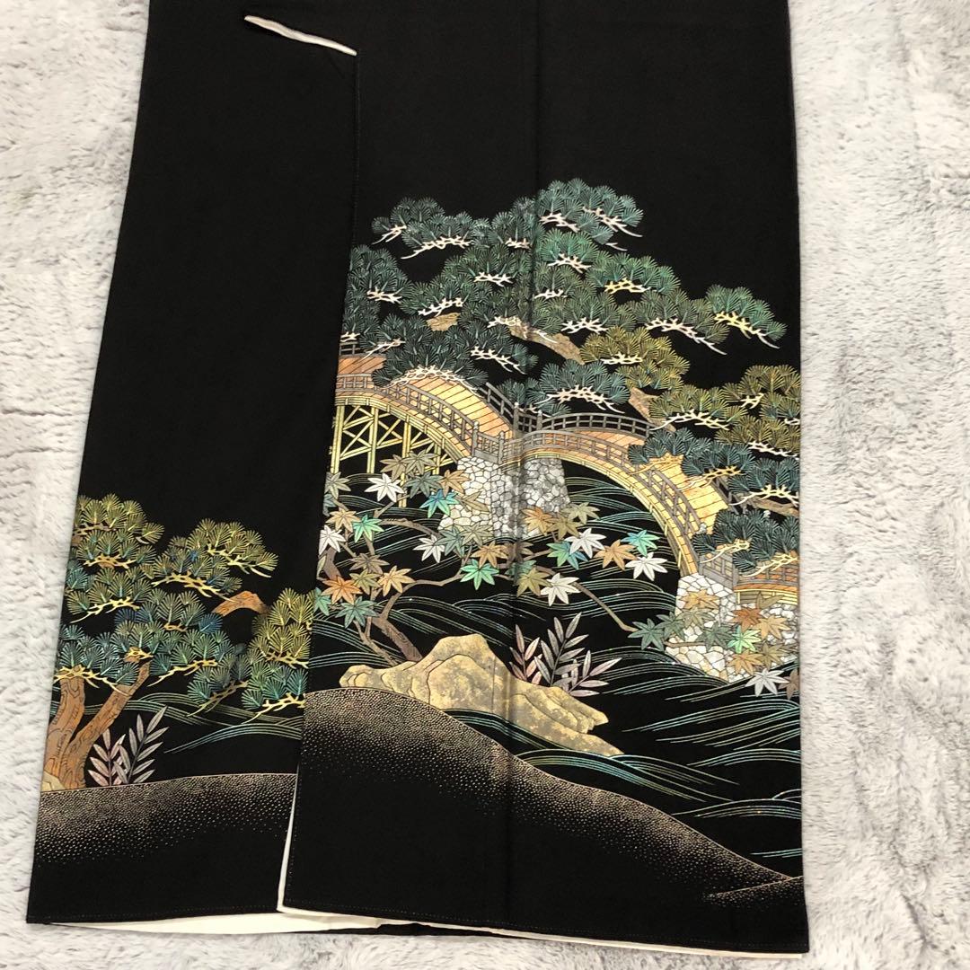黒留袖 正絹 作家物 錦帯橋 岩国 やまとお誂え ラメ加工