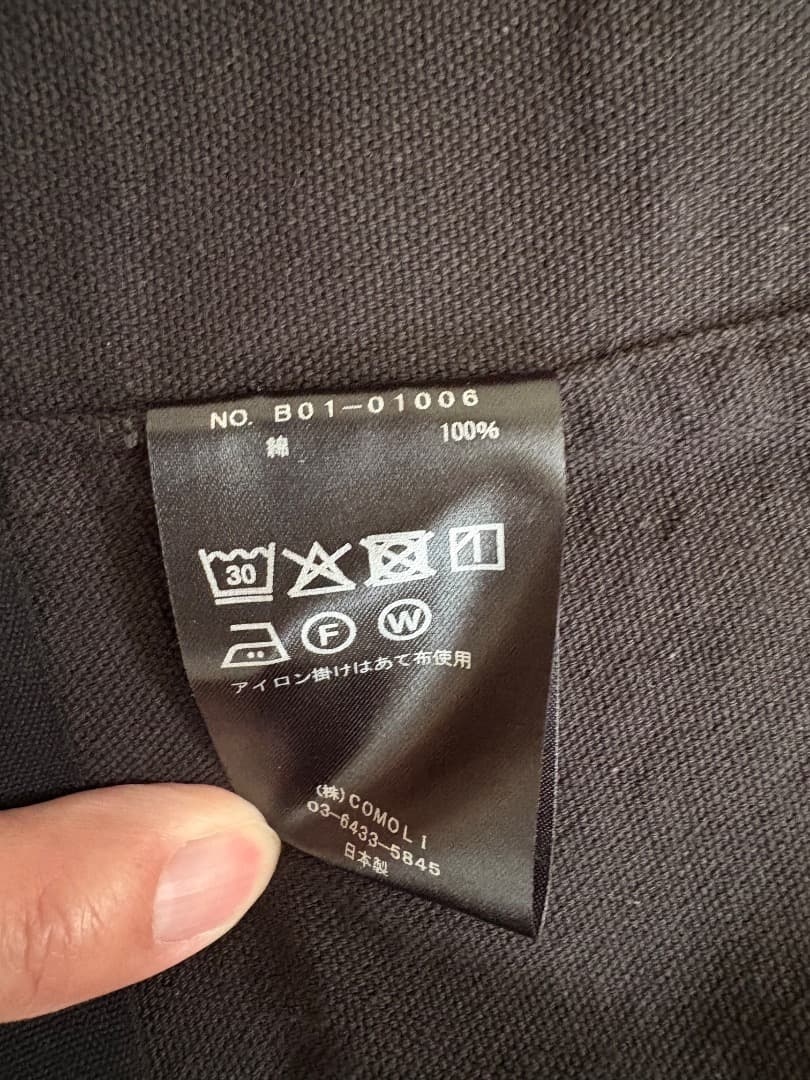 コットンダックスジャケット　COMOLI　B01-01006　黒　サイズ3