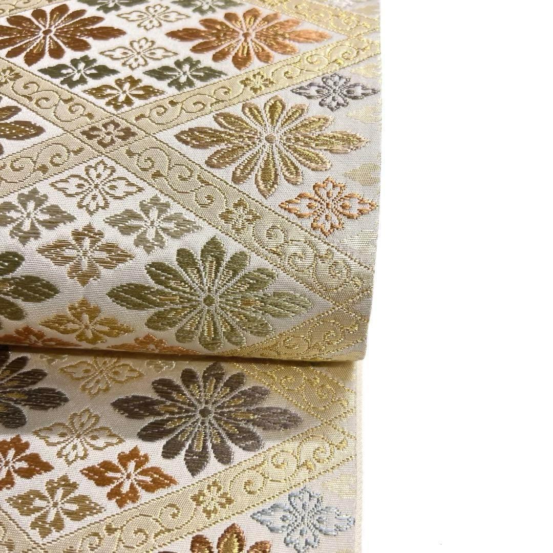 袋帯　菱　花菱　カラフル　華やか　唐草　着物　114a d