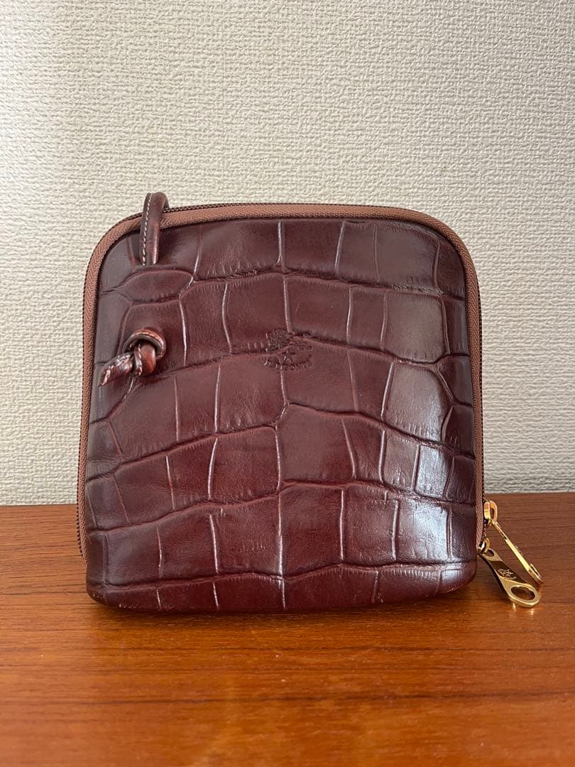 IL BISONTE 型押しショルダーバッグ　茶