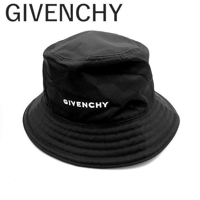 ジバンシィ GIVENCHY バケットハット 帽子 ロゴ刺しゅう ブラック 黒