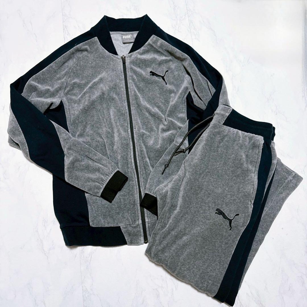 プーマ ベロアジャージ上下セットアップMサイズ グレー色