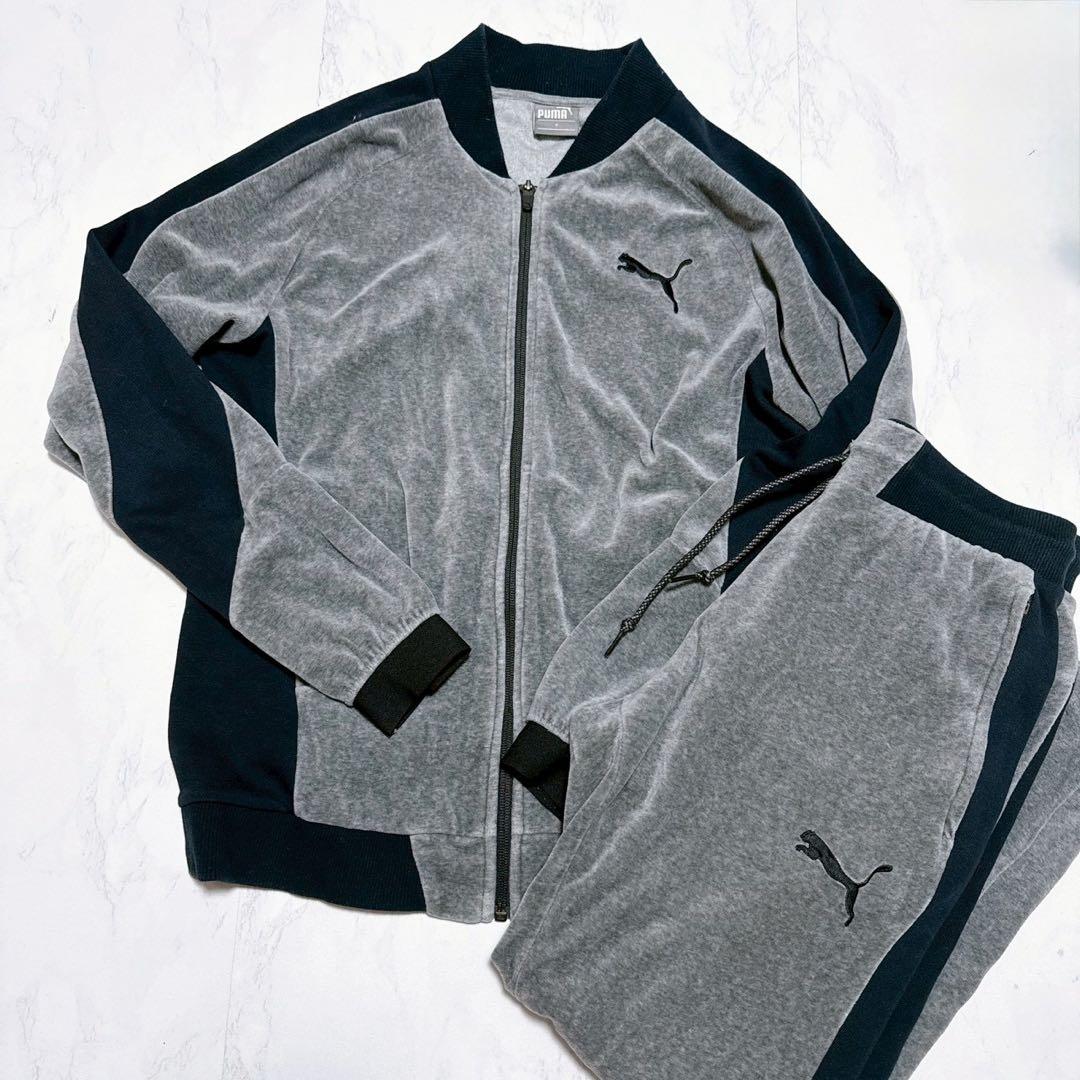 プーマ ベロアジャージ上下セットアップMサイズ グレー色
