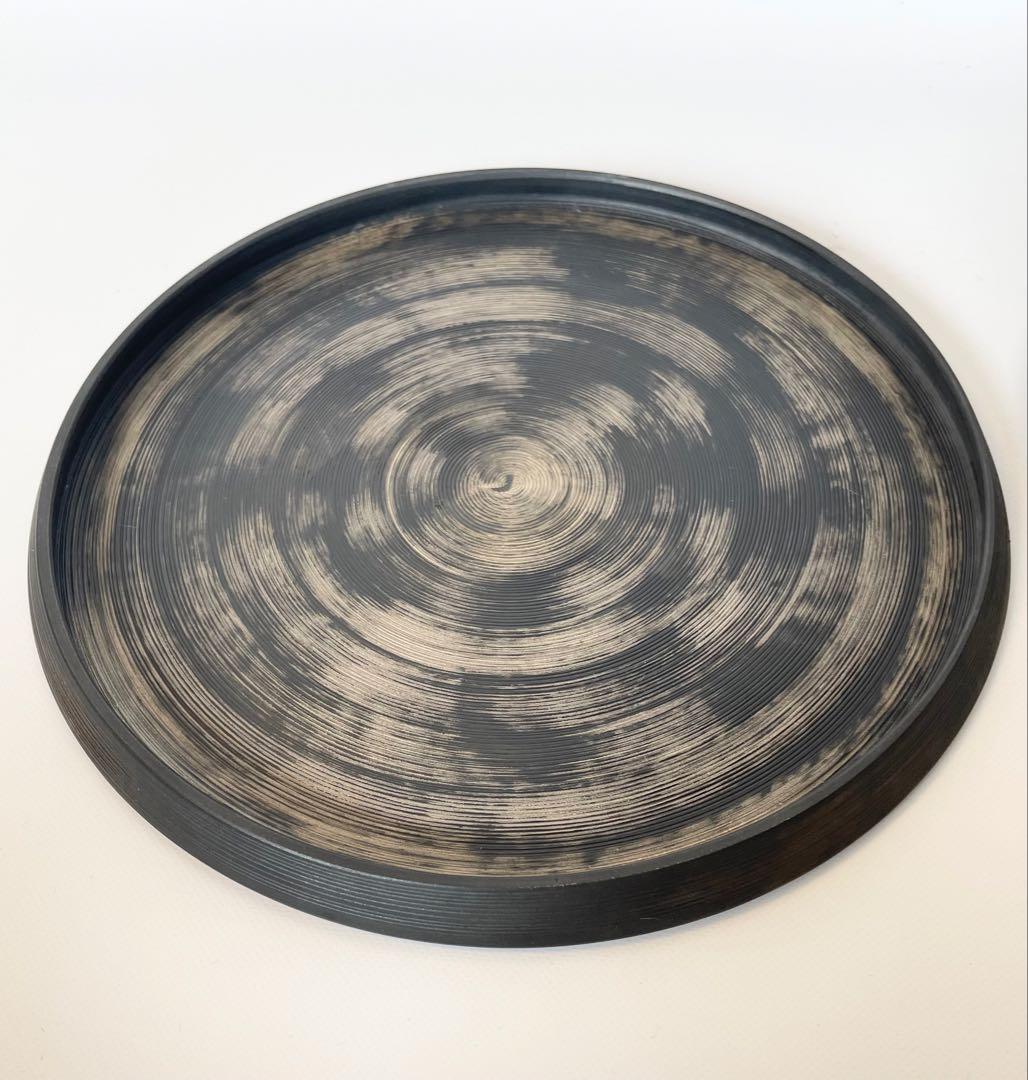 野田里美さん刷毛目銀彩リバーシブルプレート2枚