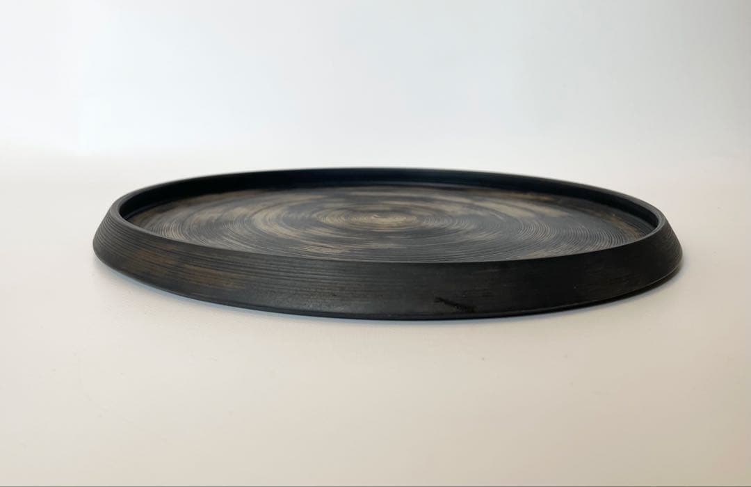 野田里美さん刷毛目銀彩リバーシブルプレート2枚