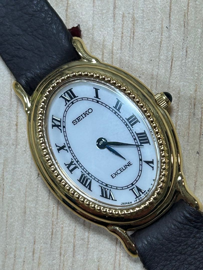 【稼働品】セイコー エクセリーヌ シェル文字盤 新品電池