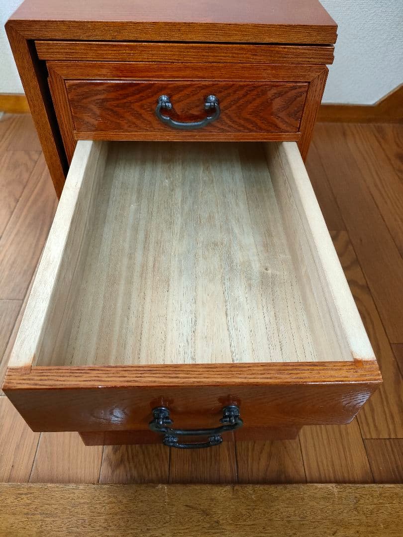 【ほぼ未使用】折り畳み　文机　職人手造り　引出し　銘木　欅　コンパクト　書斎机