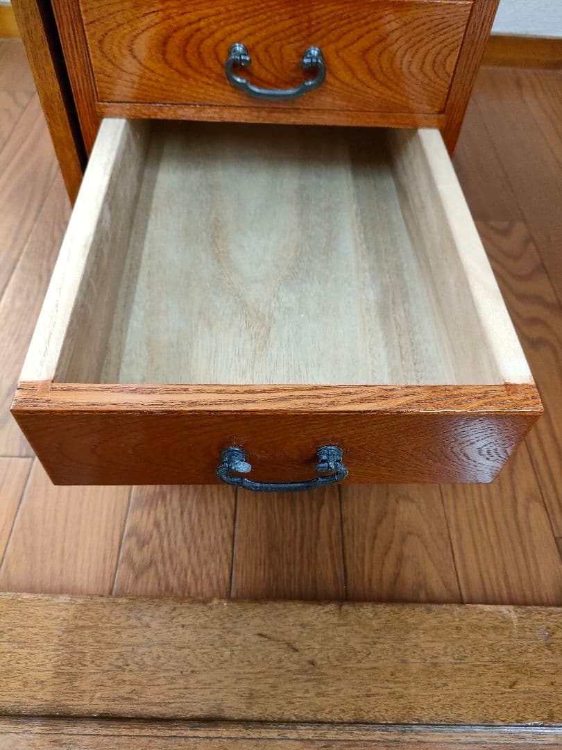 【ほぼ未使用】折り畳み　文机　職人手造り　引出し　銘木　欅　コンパクト　書斎机