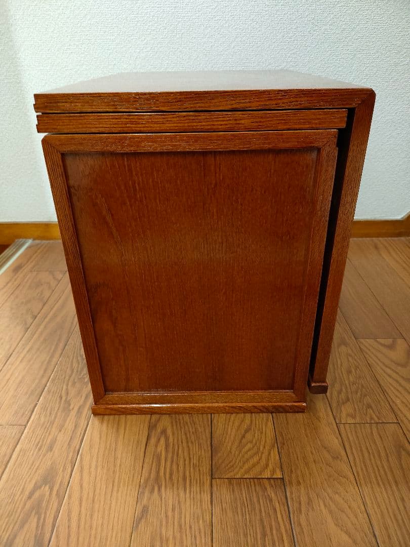 【ほぼ未使用】折り畳み　文机　職人手造り　引出し　銘木　欅　コンパクト　書斎机