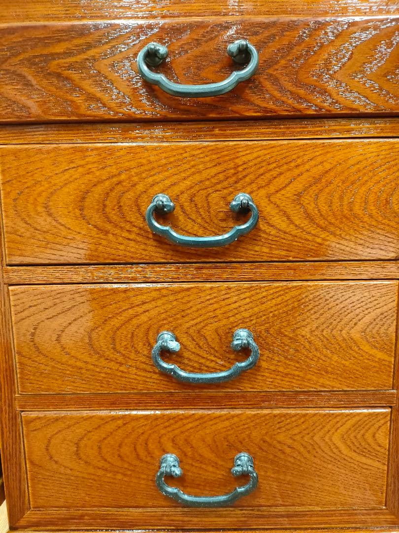 【ほぼ未使用】折り畳み　文机　職人手造り　引出し　銘木　欅　コンパクト　書斎机