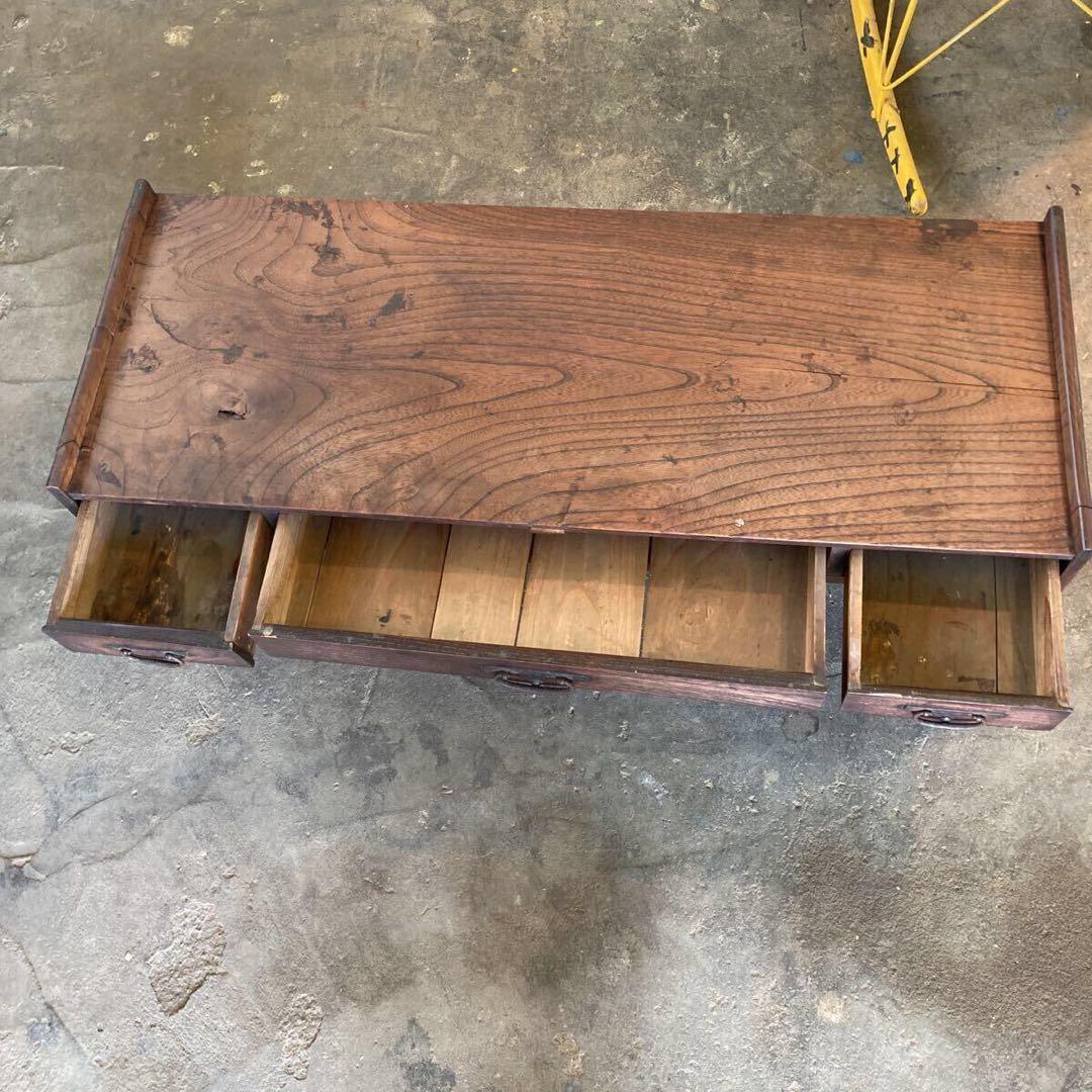 ☘*️様 古い欅の勉強机 けやき 文机 平机 作業台 古道具 アンティーク 家具