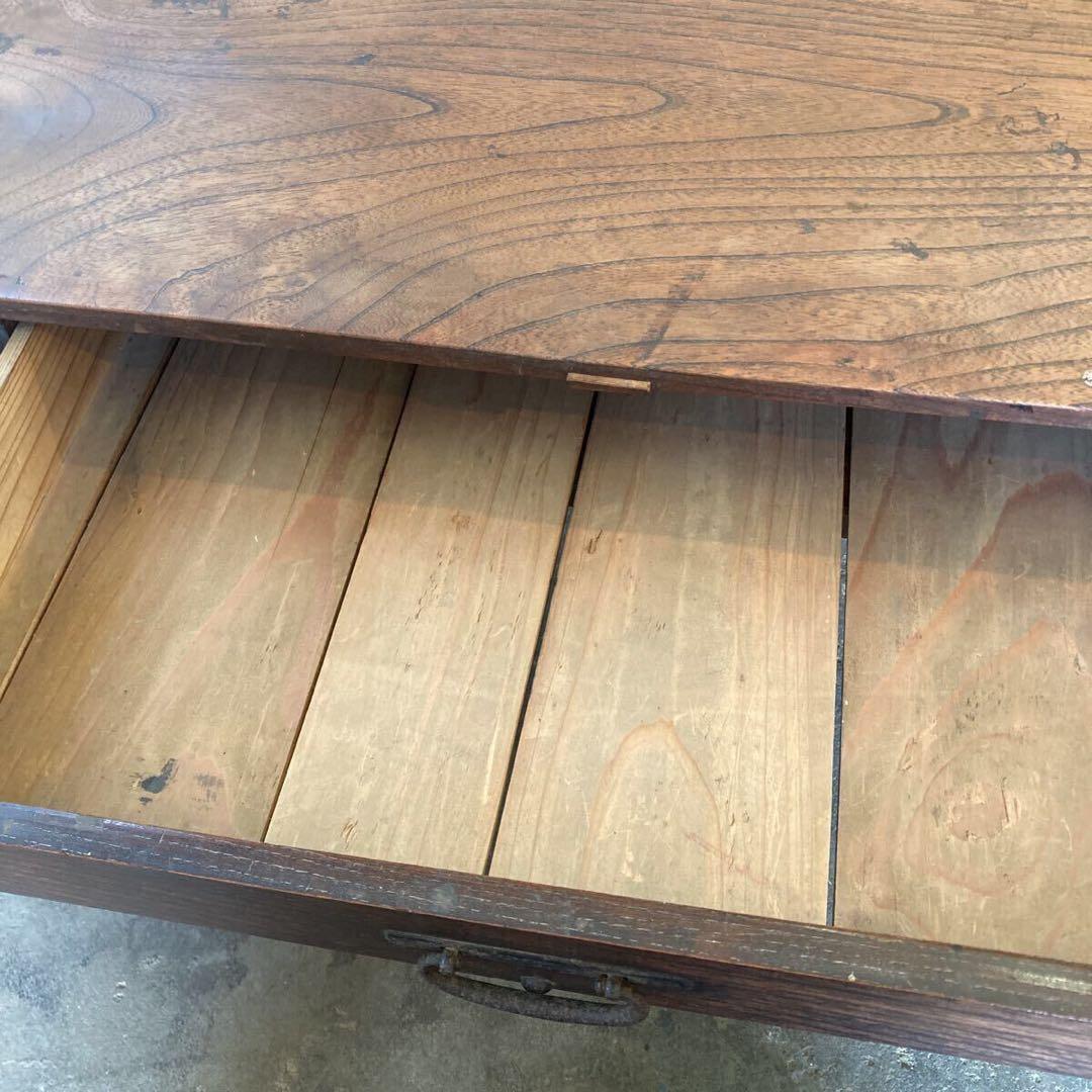 ☘*️様 古い欅の勉強机 けやき 文机 平机 作業台 古道具 アンティーク 家具