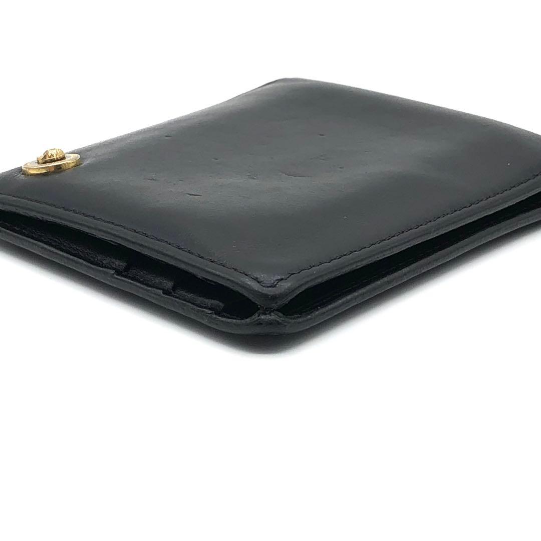 ヴェルサーチ マネークリップ メデューサ ロゴ 二つ折り財布 ブラック レザー