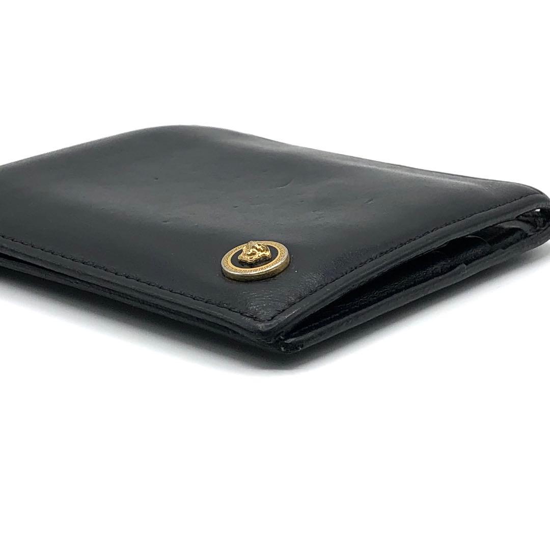 ヴェルサーチ マネークリップ メデューサ ロゴ 二つ折り財布 ブラック レザー