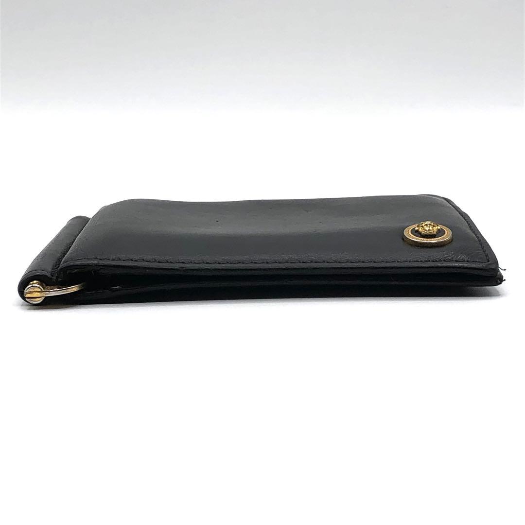 ヴェルサーチ マネークリップ メデューサ ロゴ 二つ折り財布 ブラック レザー