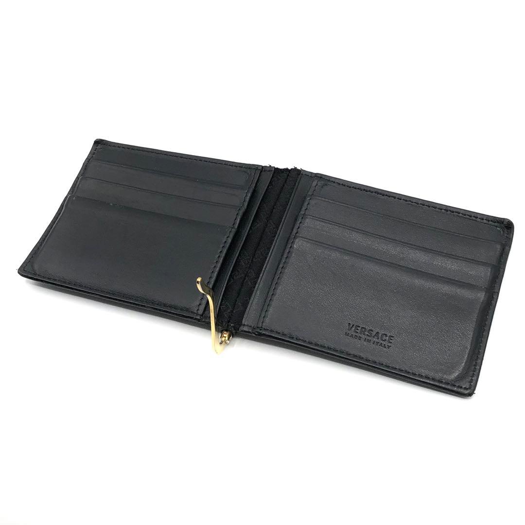 ヴェルサーチ マネークリップ メデューサ ロゴ 二つ折り財布 ブラック レザー